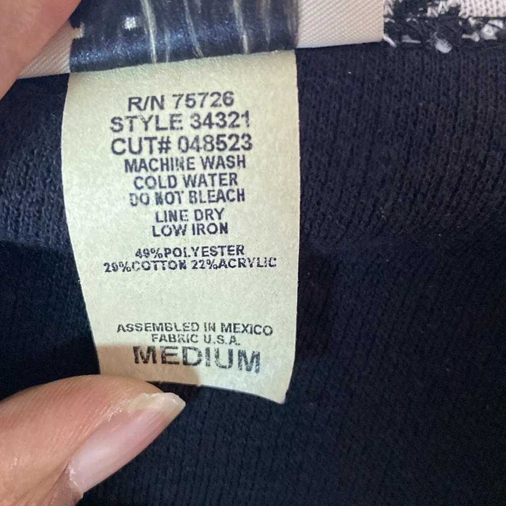 TEDDI CARDIGAN AND SHELL ONE PIECE BLACK WITH BLACK AND WHITE CHECKED SIZE M